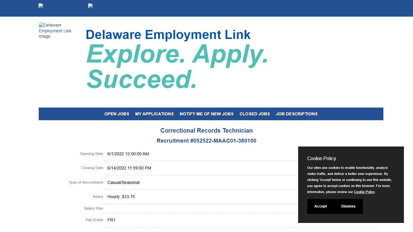 Correctional Records Technician - State of Delaware