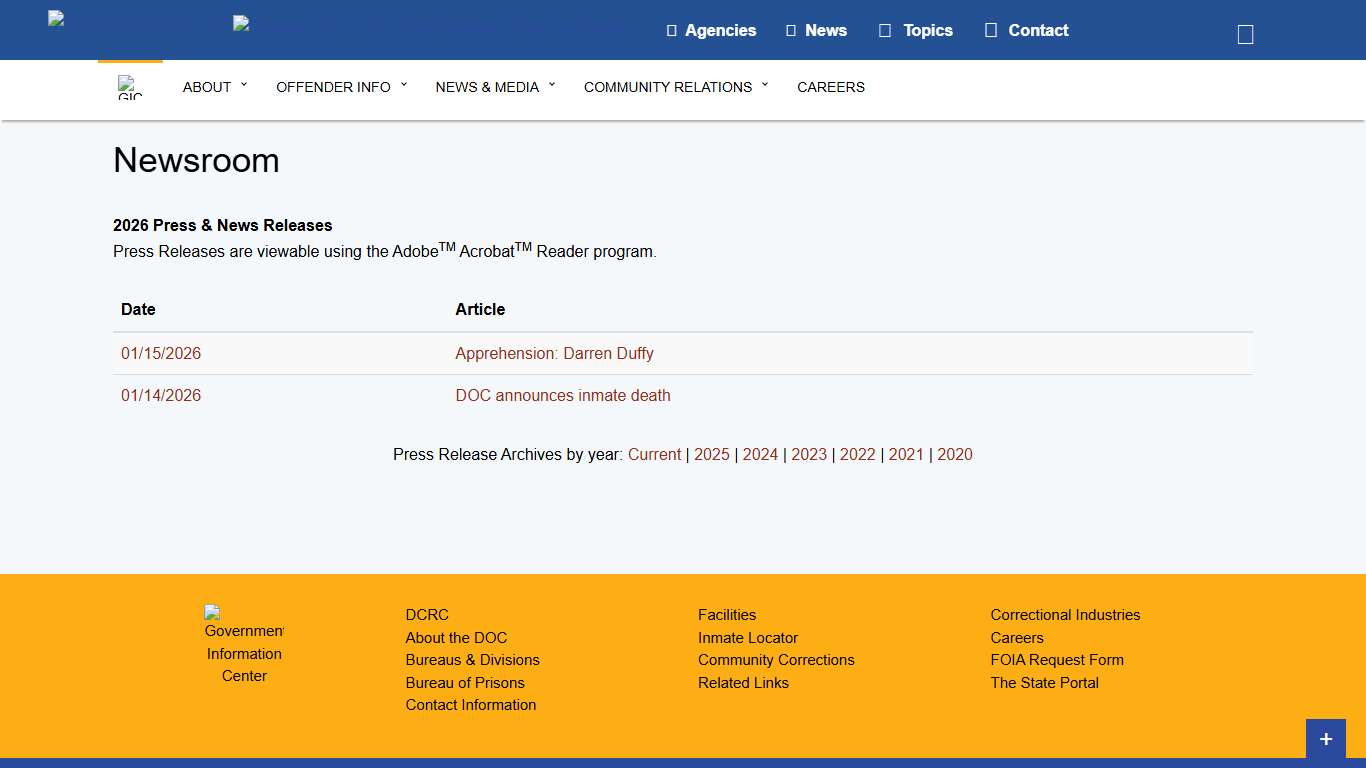 Newsroom - Department of Correction - State of Delaware