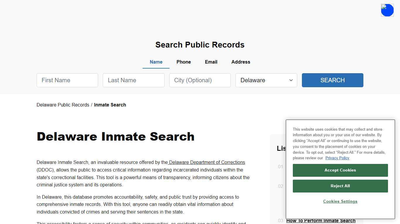 Delaware Inmate Search and Jail Records